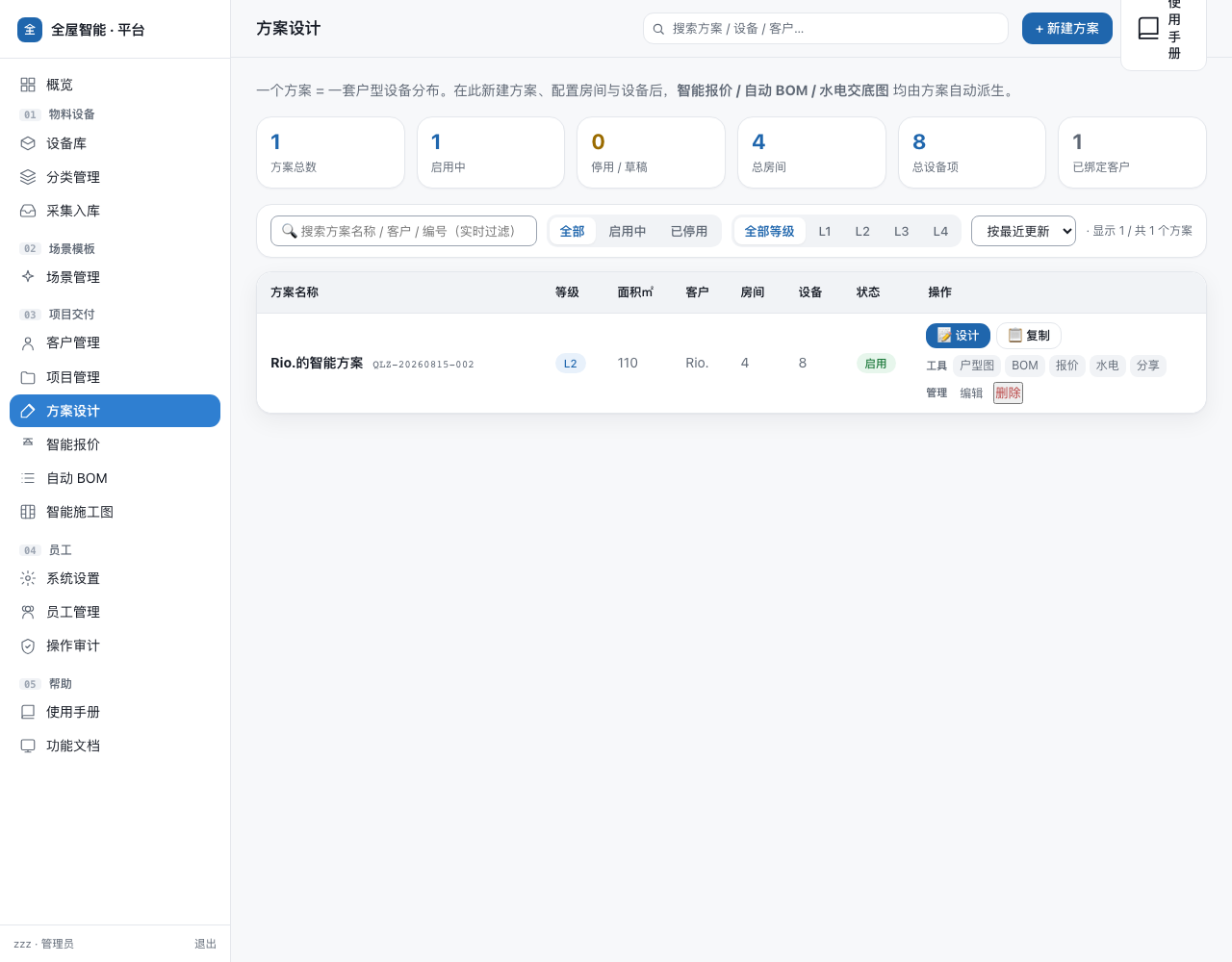方案设计列表页